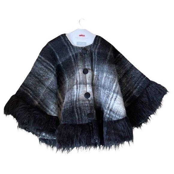 The Farmhouse Rachel Ashwell Mohair Plaid Holiday Tree Skirt Blk Gray 52” NWT - Picture 4 of 12